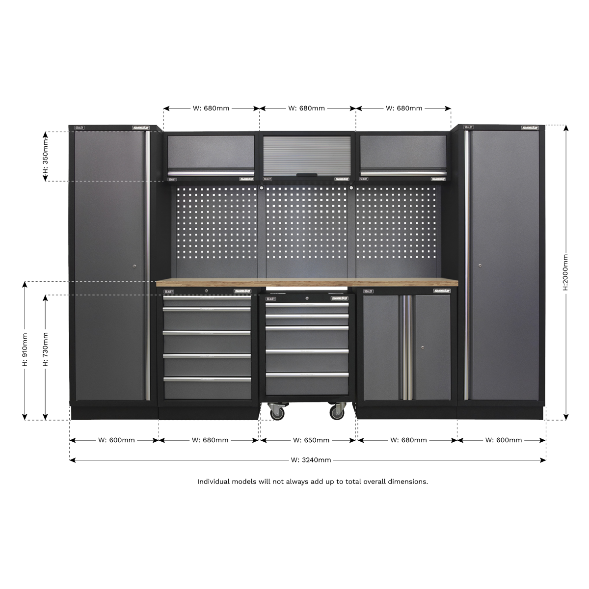 Superline PRO® 3.2m Storage System - Wood Worktop