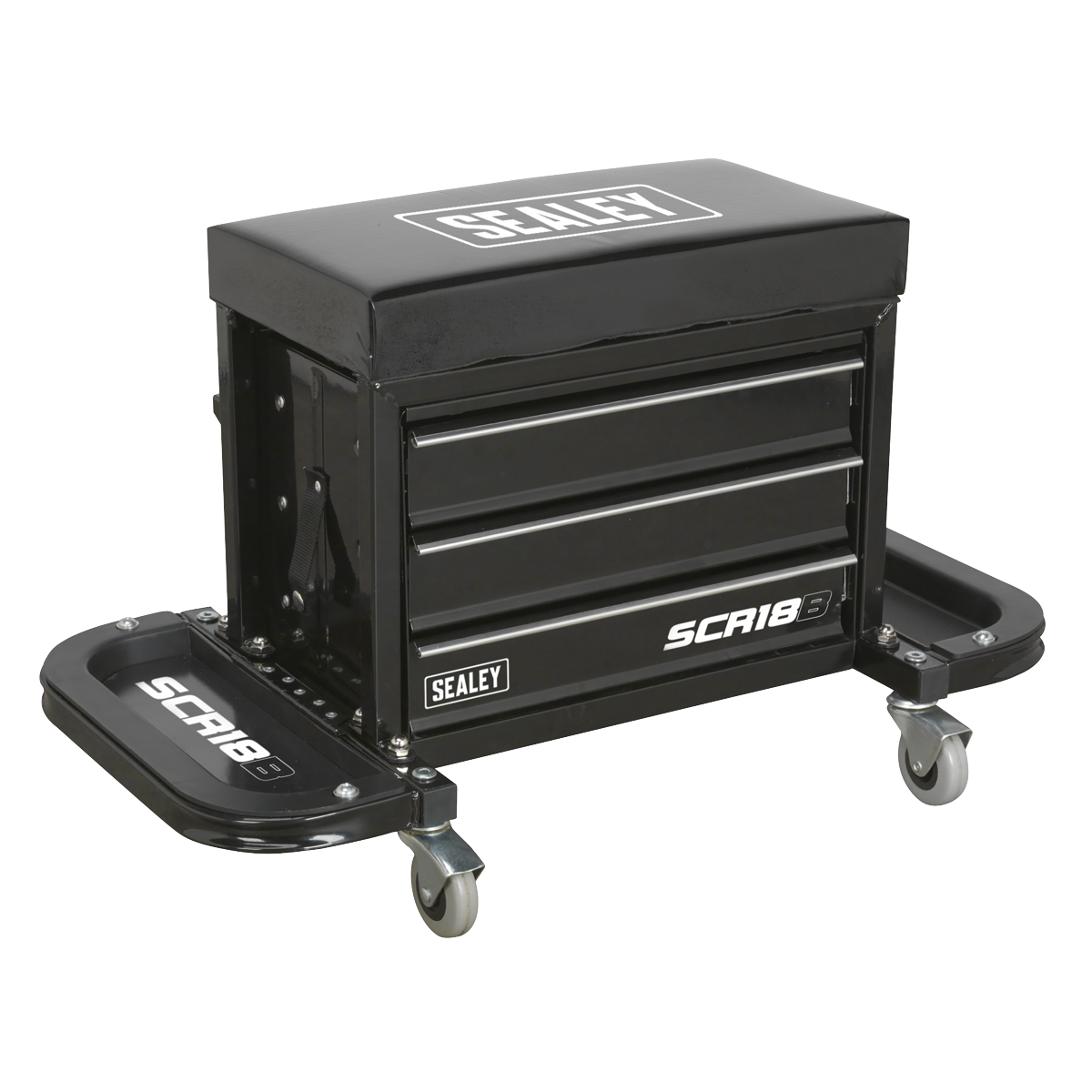 Mechanic's Utility Seat & Toolbox - Black