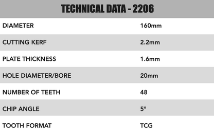 Pilarka gąsienicowa TCG 160 mm x 20 mm x 2,2 mm, 48 zębów (twarda powierzchnia) — 2206