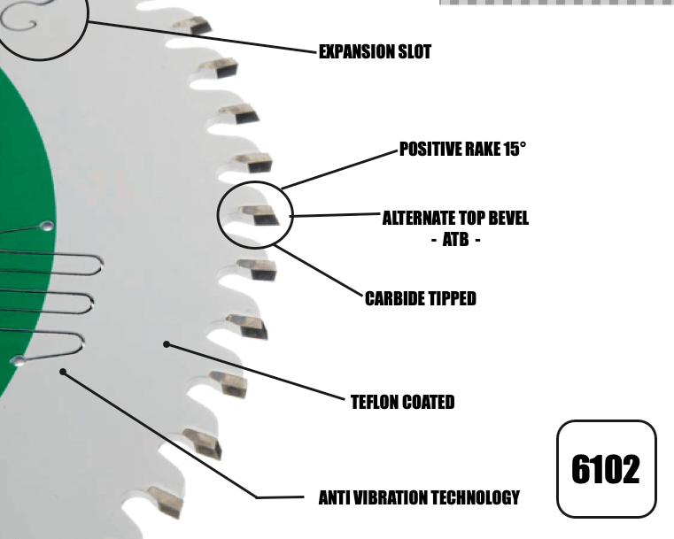 Hoja de sierra ATB de 60 dientes de 250 mm x 30 mm x 3,0 mm - 6102
