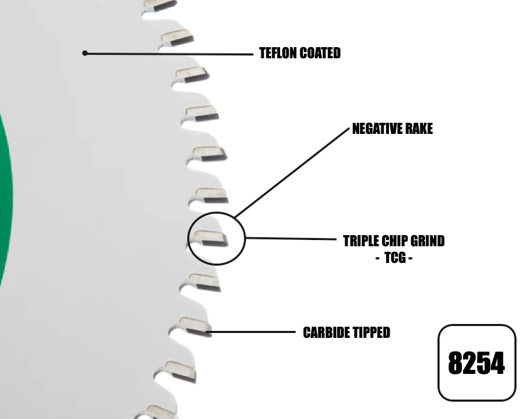 254 mm x 30 mm x 2,4 mm 80 zębów potrójny wiór (MFC i laminaty) 8254