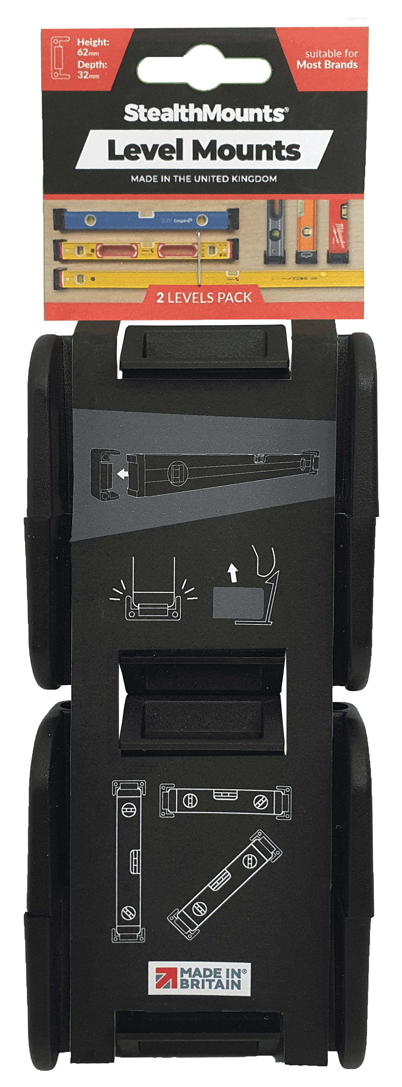 Pakiet StealthMounts dla 2 poziomów zawiera 4 mocowania — odpowiedni do użytku w furgonetce i warsztacie (SM20)